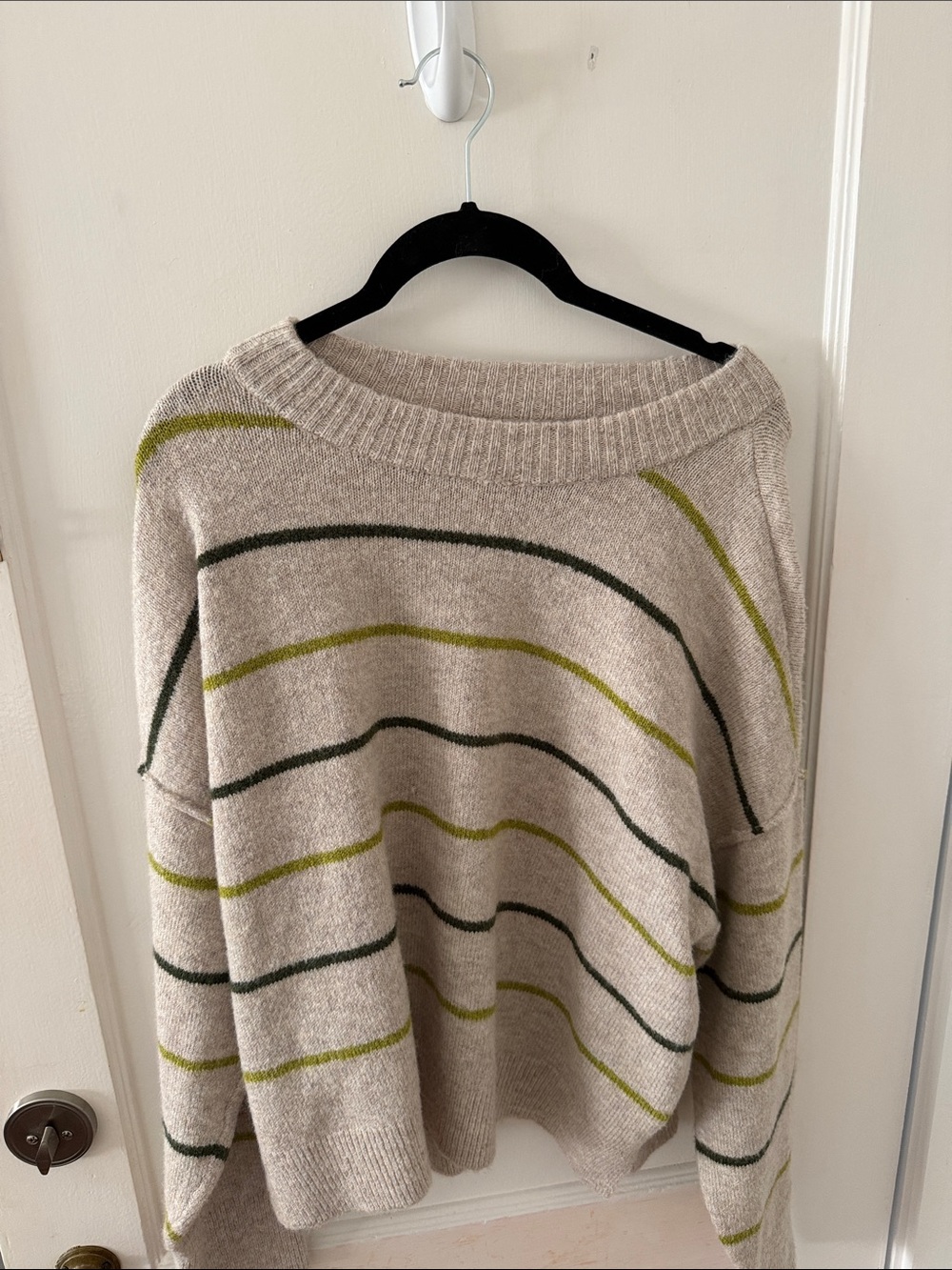 Cozy Cream Striped Crewneck Sweater - Women's